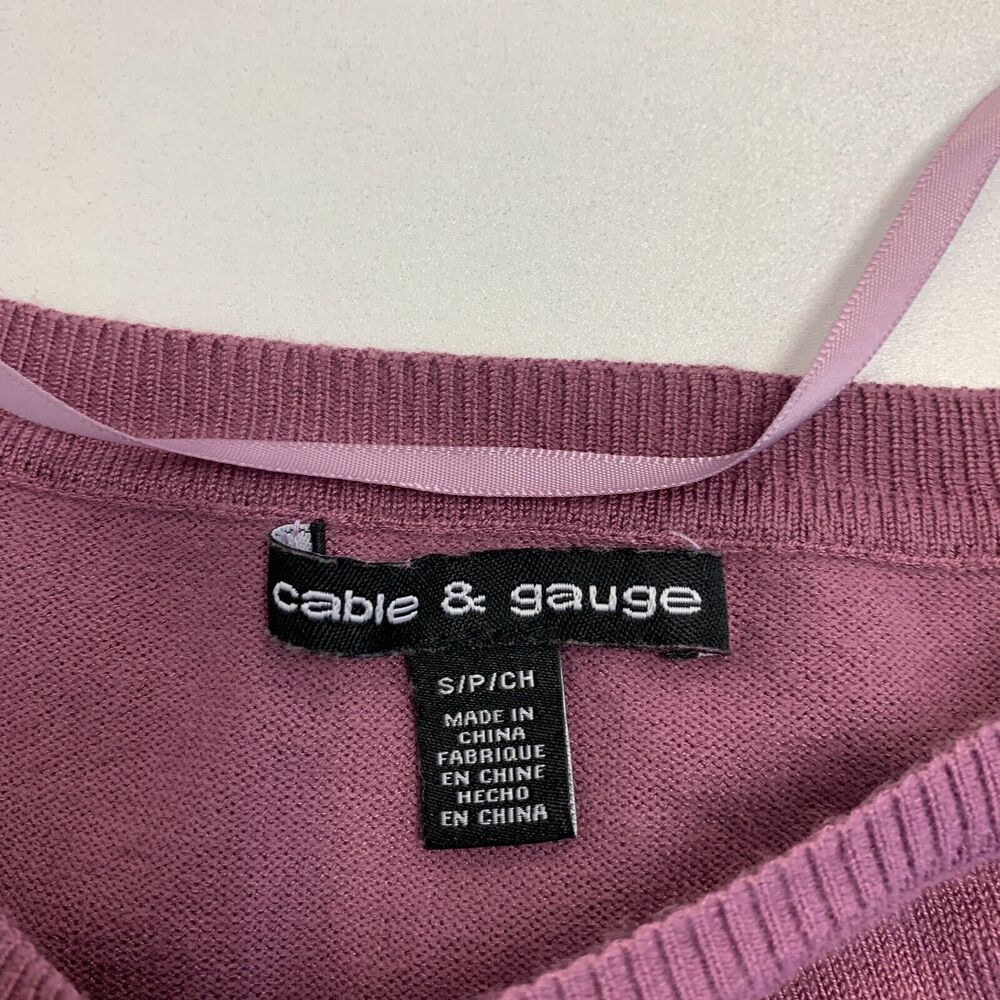 Cable & Gauge Sweater Womens S Small Purple Long Sleeve Curved Hem Soft Stretch - Picture 7 of 11